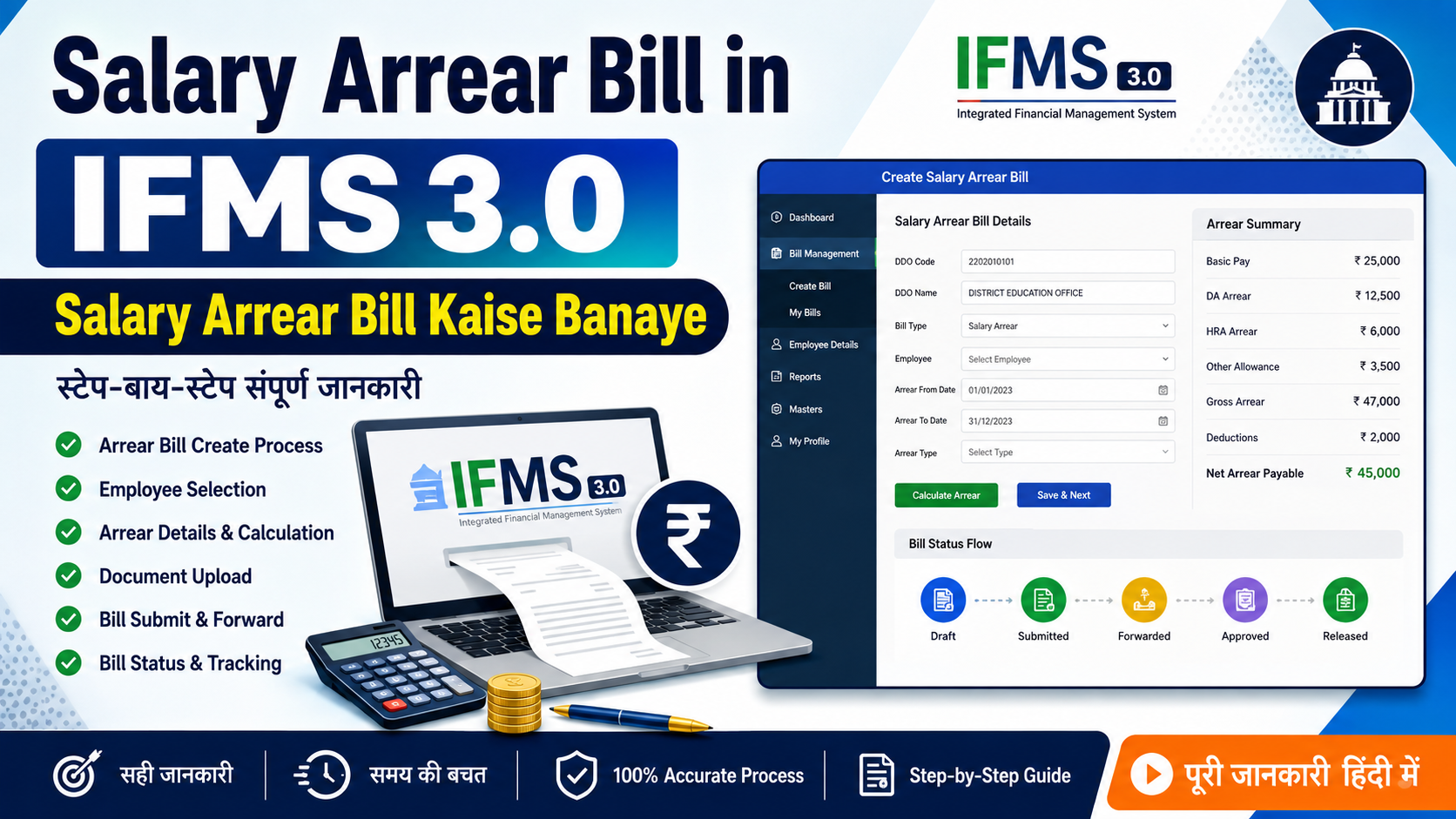 Salary Arrear Bill in ifms 3.0 | Salary Arrear Bill Kaise Banaye